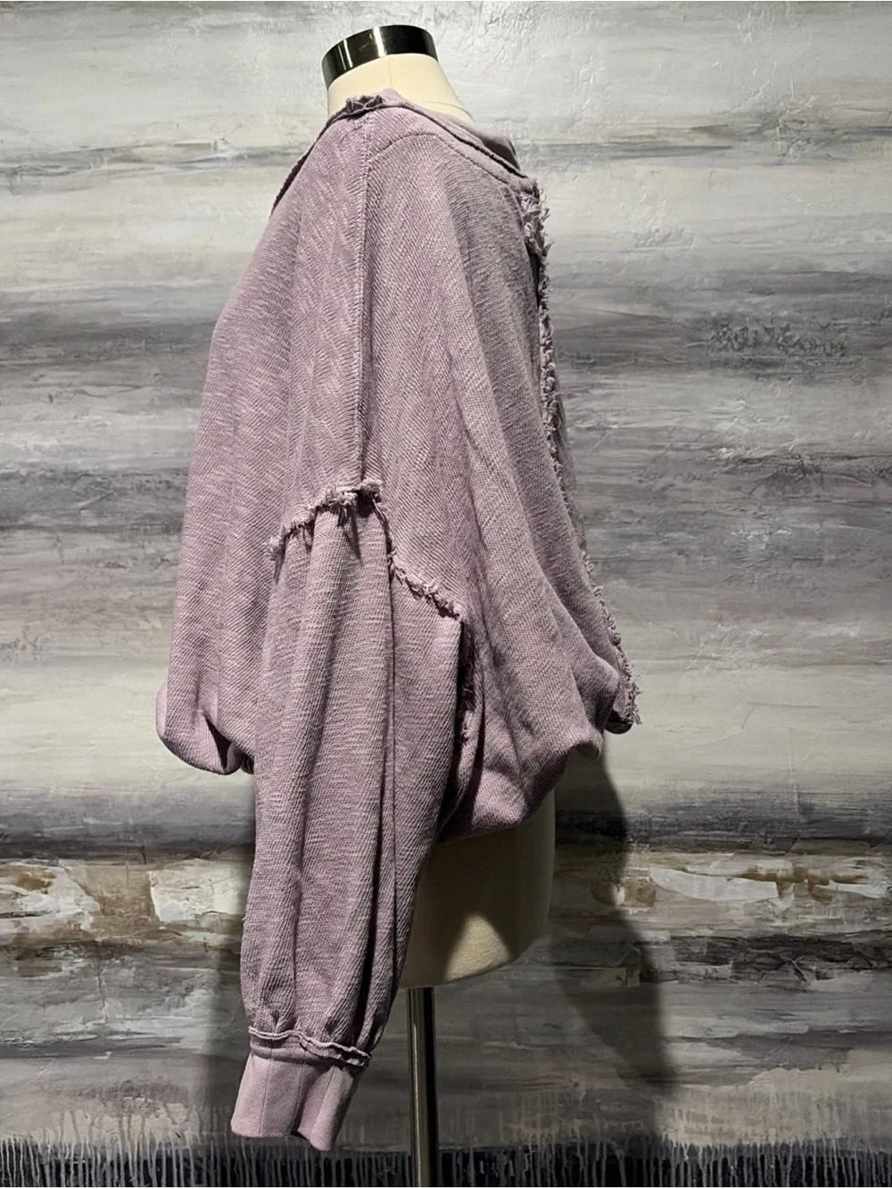 WE THE FREE PEOPLE Lavender Scoop Neck Oversized Raw Edge Boho Heather Hip S